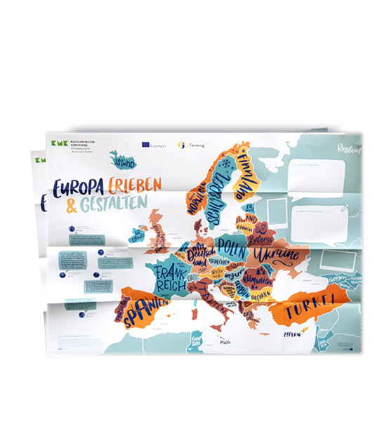 Europakarte, gezeichnet in bunt